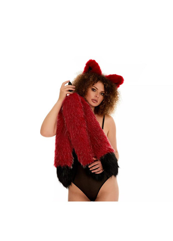 Анальный тройной меховой хвост без пробки, Темно-красный с черным кончиком, 60 см OKOVA (315149016)