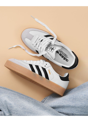 Кроссовки женские Adidas Samba XLG Black Black Gum Sole Platform | Адидас Самба Платформ белые No Brand белые демисезоны (348782821)