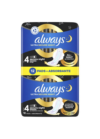 Гигиеническая прокладка Ultra Secure Night, 12 шт. Always (331789824)