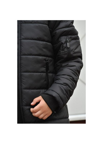 Чорна зимня чорний зимовий пуховик на флісі 122 см No Brand