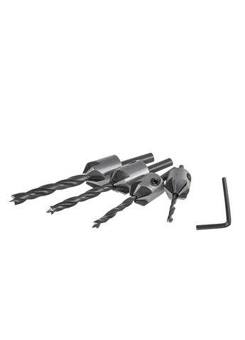 Зенкера со сверлами по дереву/пластику, комплект 4 шт.: 3, 4, 5, 6мм "" Geko (313400308)