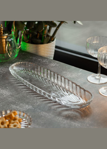 Сервировочное блюдо 39х13.5х2.5 см стеклянное для закусок канапе фруктов HP-YH-13 Yiwu (370706580)