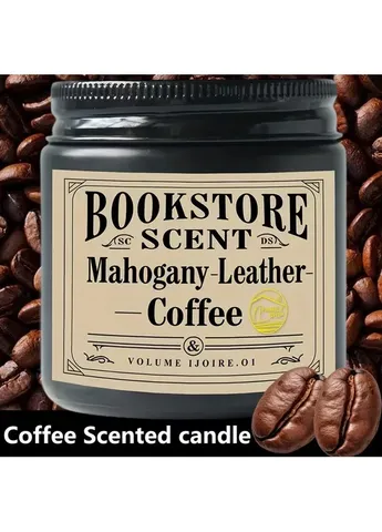 Ароматическая свеча «Bookstore Scent» Mahogany Leather Coffee черная 100 г No Brand (404813872)