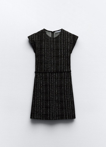 Черно-белое повседневный платье Zara однотонное
