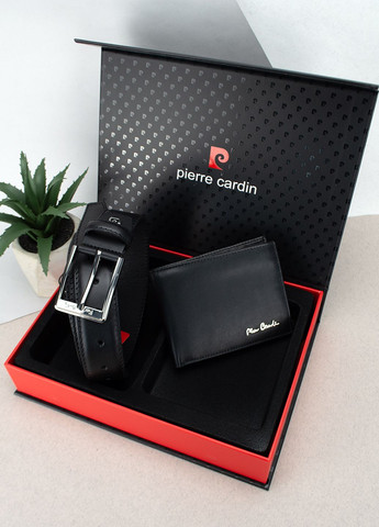 Подарунковий чоловічий набір ZG-82 (гаманець та ремінь) чорний Pierre Cardin (291926002)