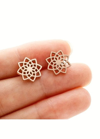 Сережки-гвоздики Насіння Життя нержавіюча сталь рожеве золото 1.1 см для жінок Liresmina Jewelry (325220354)