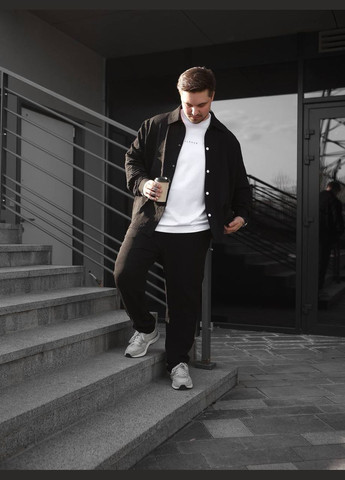 Чорний літній костюм: штани та сорочка з легкого дихаючого матеріалу з сорочкою, брючний Україна