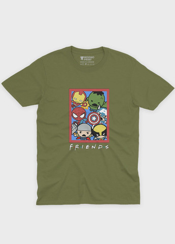 Хаки (оливковая) мужская футболка с принтом супергероями - мстители (ts001-1-hgr-006-025-006) Modno