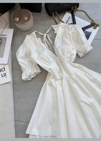 Білий святковий жіноча сукня кльош No Brand однотонна