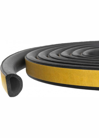 Ущільнювач D-профіль Sanok (10x12 мм, 50 м) самоклеючий чорний бухта (20611) Stomil Sanok (295043247)