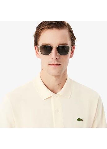 Бежевая футболка-поло для мужчин Lacoste однотонная