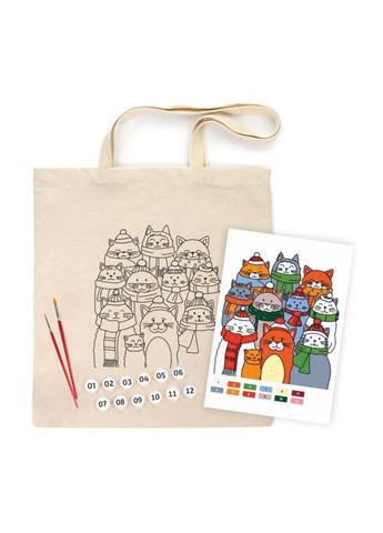 Набор для раскрашивания эко-сумки "Коты в шапках" N0003646 No Brand (370080049)