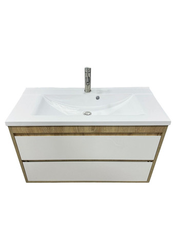 Набір для ванної кімнати, раковина, умивальник QUANTO 100, штучний камінь, прямокут., з сифоном Click-Clack + змішувач Adamant (365748585)