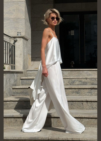 Летний шелковый костюм молочного цвета Jadone Fashion (339607492)