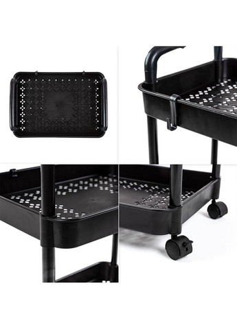 Етажерка мобільна чотириярусна універсальна пластикова чорна 41*25*101см (3DPanda-2108) Sticker Wall (323155207)