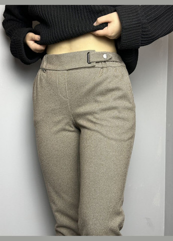 Жіночі теплі твідові штани коричневого кольору MKJL109013-1 Modna KAZKA (288050660)