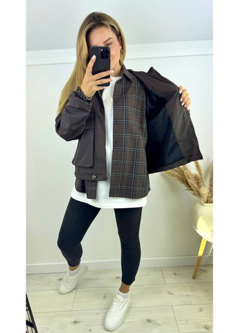 Темно-коричнева демісезонна куртка плащівка еммі,підкладка,з кишенями та капюшоном Україна