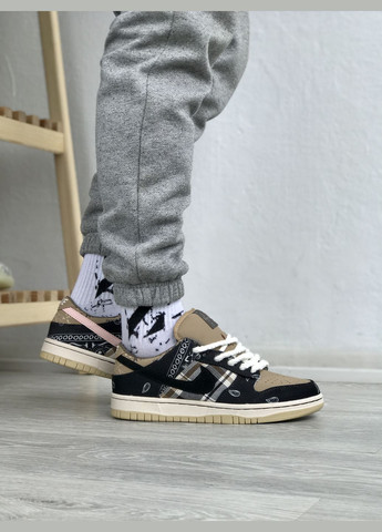 Кроссовки женские и мужские Nike SB Dunk Low x Travis Scott Cactus Jack | Найк сб Данк низкие черные No Brand чёрные демисезоны (307397766)