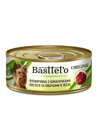 Basttet'o Original для собак Говядина с кусочками лосося и овощами в желе, жб 85 г Basttet`o (290851548)