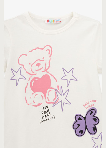 Молочная летняя футболка с принтом для девочки 25112 116 см молочный shop (2000990927637) Dassi
