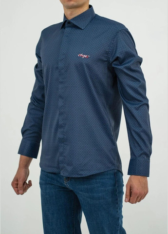 Синяя кэжуал рубашка с логотипом Hugo Boss