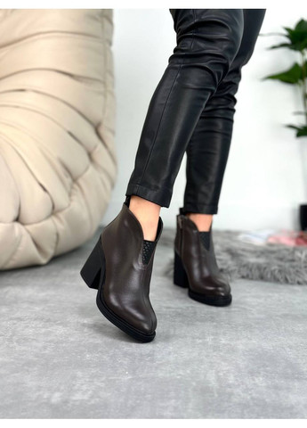 Коричневі зимня зимові шкіряні ботильйони Helen