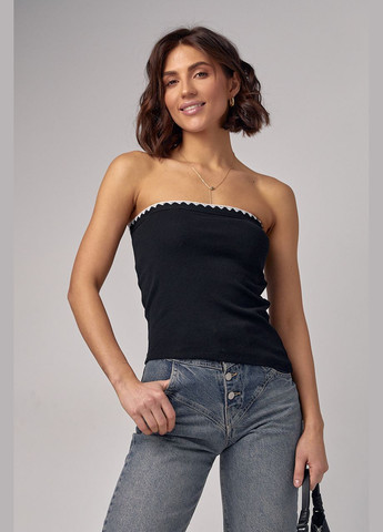 Жіночий топ без бретелів з асиметричним низом Lurex (287340263)