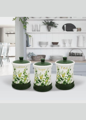 Набор керамических емкостей (чай, кофе, сахар) продуктов Летний лук 3 шт (MR-20032-03CS) Maestro (334712978)