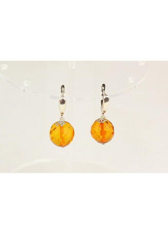 Серьги серебряные с натуральным янтарем 3,5 см No Brand (366963384)