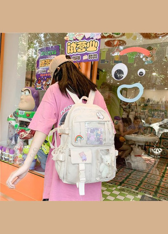 Рюкзак 10455 мужской женский детский школьный портфель белый молочный No Brand (326487668)