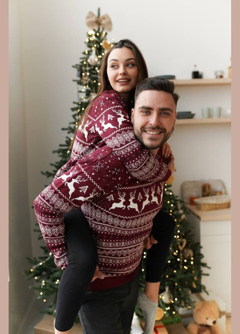 Бордовий демісезонний ❄️ светр з оленями 🦌 не колеться дуже приємний до тіла No Brand