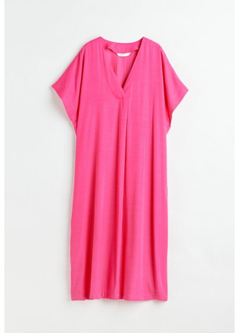 Красное повседневный женское платье свободного кроя с v-образным вырезом н&м (57351) l красное H&M