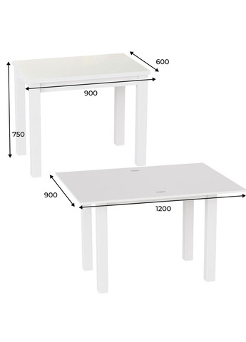 Стіл-трансформер Dinner Glass 900x750x600 Артвуд світлий/Білі ноги/Біле скло (TB16202000101) Art In Head (337308997)