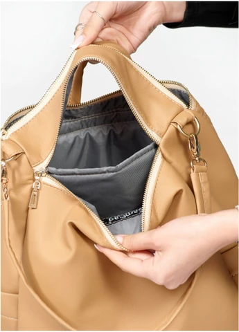 Жіночий рюкзак-сумка з екошкіри Trinity бежевий Sambag (315480214)
