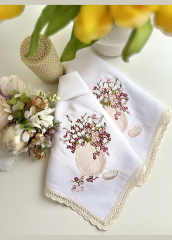 Лляна великодня серветка з вишивкою пасхальний рушник з квітами на кошик TobiSobi TS00014 Figasse (333023784)