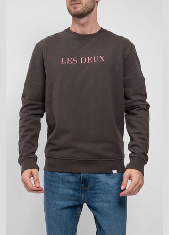 Темно-коричневый хлопковый свитшот с логотипом Les Deux - крой коричневый кэжуал - (291442554)