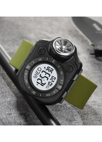 Чоловічий наручний годинник з ліхтарем 2187 Зелений з білим циферблатом Skmei (314483263)