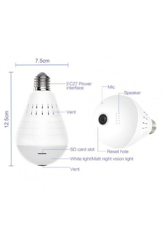 Панорамна Wi-Fi IP камера 360 ° лампочка EC75B-P12 No Brand (332634630)