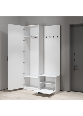 Прихожая со шкафом и вешалкой, комплект мебели в прихожую антрацитовую (hm-42-hm-43-an) VAYS (363134659)