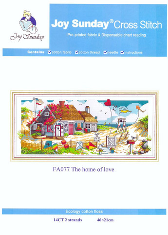 Набор для вышивания по нанесённой на канву схеме"The home of love". AIDA 14CT printed, 46*21 см Joy Sunday (313614153)