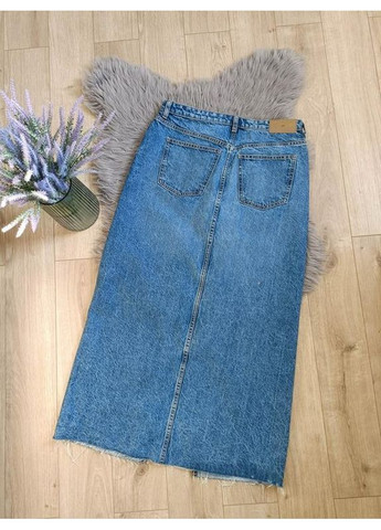 Синяя джинсовая юбка с разрезом Zara