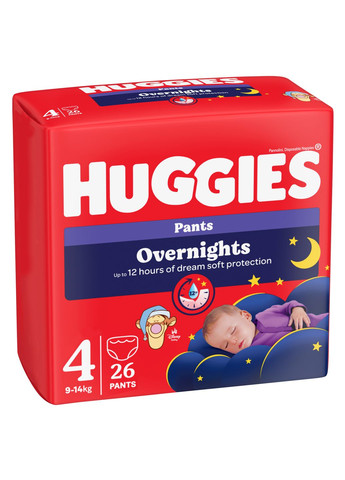 Подгузники-трусики Overnight 4 (9-14 кг), 26 шт. Huggies 2661901 (327223455)