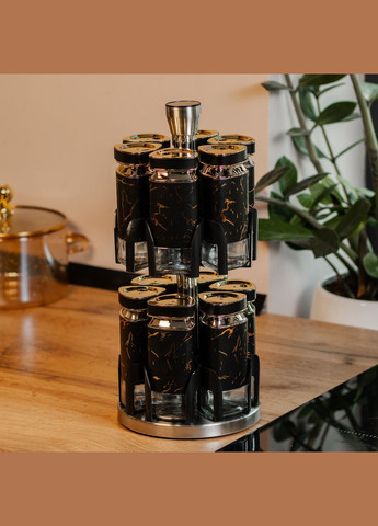 Набор для специй на подставке 12 баночек по 120 мл, мармур 1662_lu TS Kitchen (322340314)