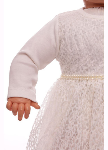 Бежевое платье с длинным рукавом интерлок с розочкой молочное 68 см (30758) BABYKROHA (323469956)