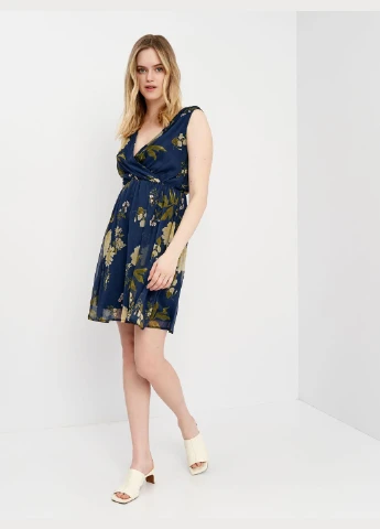 Темно-синее платье лето,темно-синий в узоры с принтом, Vero Moda