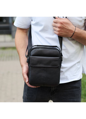 Сумка-барсетка мужская через плечо кожаная гладкая черная TD-86573 Tiding Bag (351507963)