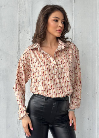 Бежевая рубашка свободного кроя с длинным рукавом Tik-Tak