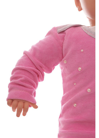 Боди с длинным рукавом для девочки Цветочек велюр розовый MiniPapi 62 см (26692) BABYKROHA (297200897)