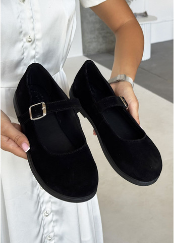 InFashion Елегантні жіночі туфлі з натуральної замші мері джейн чорний з натуральна замша, україна — демісезон (359655879)