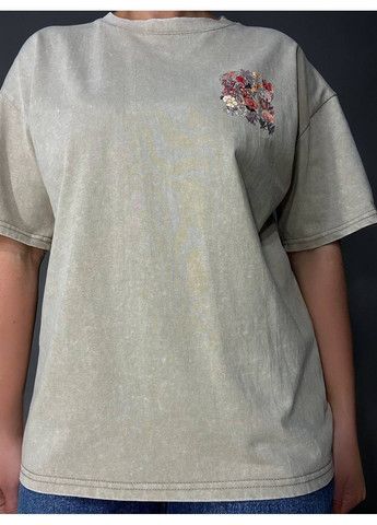 Футболка жіноча A-N 27005 тай-дай варена з квітковим принтом на спині No Brand - (335759115)